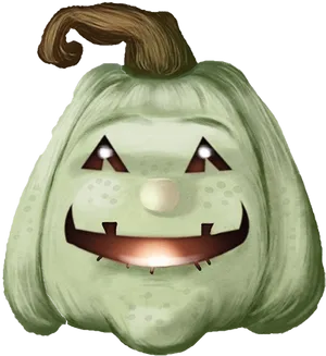 Smiling Green Jack O Lantern PNG Image