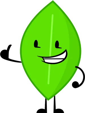 Smiling Green Leaf Character.png PNG Image