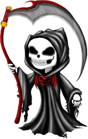 Smiling Grim Reaper Artwork PNG Image