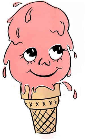 Smiling Ice Cream Cone Clipart PNG Image