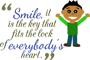 Smiling Keyto Hearts Motivational Quote PNG Image