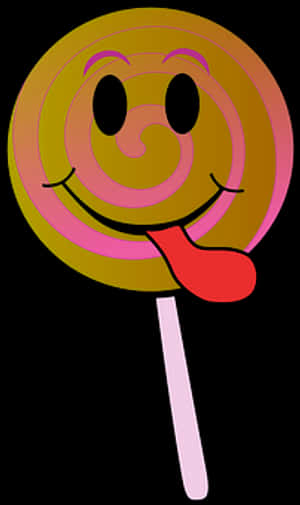 Smiling Lollipop Cartoon PNG image with transparent background