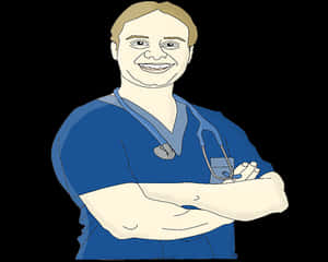 Smiling Male Nurse Cartoon PNG image with transparent background