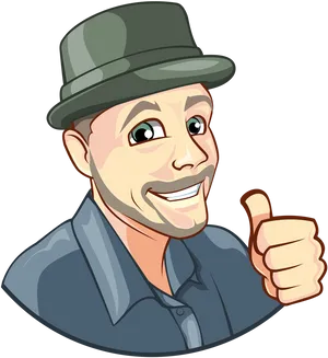 Smiling Man Giving Thumbs Up Cartoon PNG Image