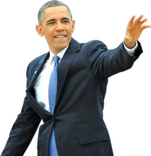 Smiling Man Waving Suit Tie PNG Image