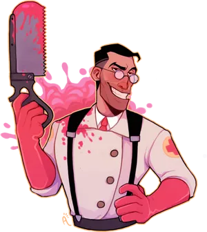 Smiling Man With Bloody Knife PNG Image