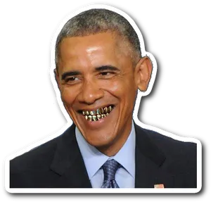 Smiling Man With Edited Teeth Sticker PNG Image