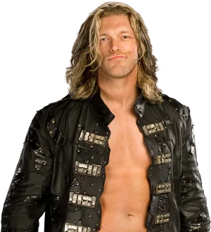 Smiling Manin Black Leather Jacket PNG Image