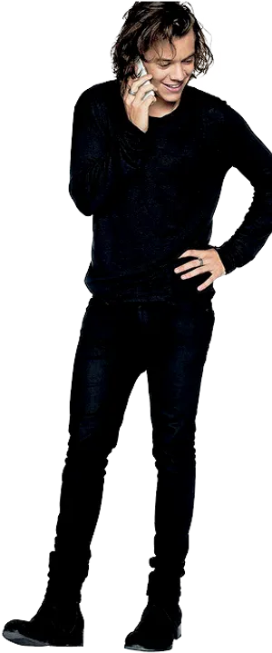 Smiling Manin Black Outfit PNG Image