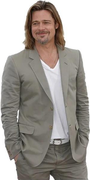 Smiling Manin Grey Suit PNG Image