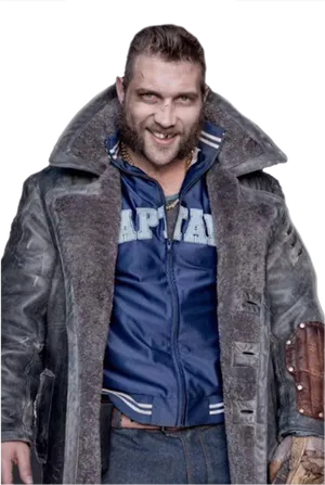 Smiling Manin Leather Jacket PNG Image