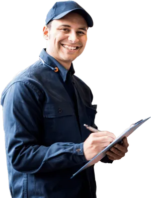 Smiling Mechanic Clipboard PNG Image