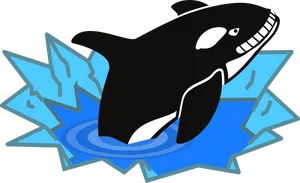 Smiling Orca Cartoon Clipart PNG Image