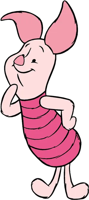 Smiling Piglet Cartoon Character PNG Image