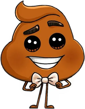 Smiling Poop Emoji With Bowtie PNG Image