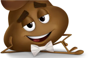 Smiling Poop Emojiwith Bow Tie PNG Image