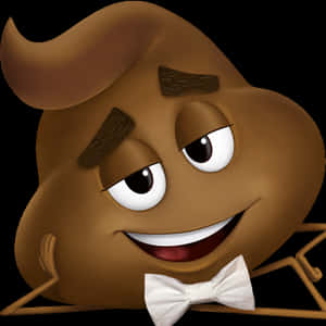 Smiling Poop Emojiwith Bowtie PNG image with transparent background