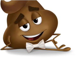 Smiling Poop Emojiwith Bowtie PNG Image