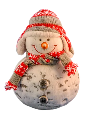 Smiling Snowman Figurine PNG Image