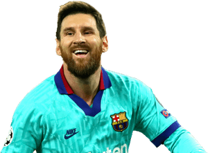 Smiling Soccer Star Messi PNG image with transparent background