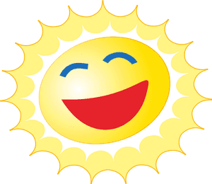 Smiling Sun Cartoon Graphic PNG image with transparent background