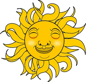 Smiling Sun Illustration PNG Image