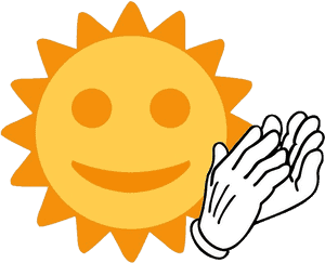 Smiling Sun With Clapping Hands PNG image with transparent background