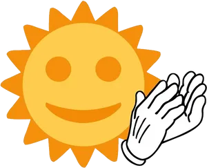 Smiling Sun With Clapping Hands PNG Image