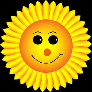 Smiling Sunflower Cartoon Graphic PNG with transparent background