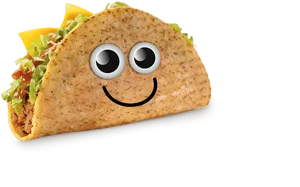 Smiling Taco Cartoon Character PNG Image