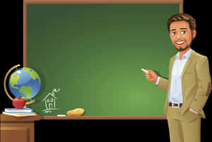 Standing On Blackboard Podium Student The Teacher Clipart - Teacher And Blackboard Clipart, HD Png Download PNG with transparent background