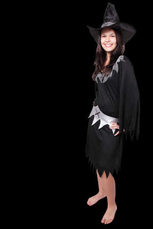 Smiling Witch Costume Portrait PNG image with transparent background