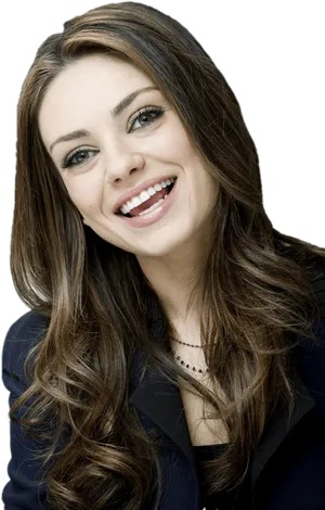 Smiling Woman Blue Blazer PNG Image