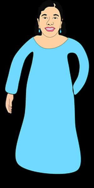 Smiling Womanin Blue Dress PNG image with transparent background