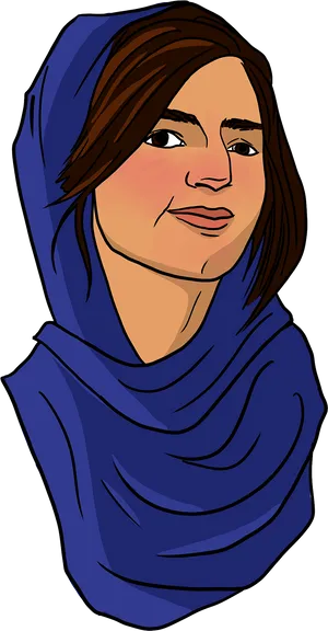 Smiling Womanin Blue Hijab PNG Image