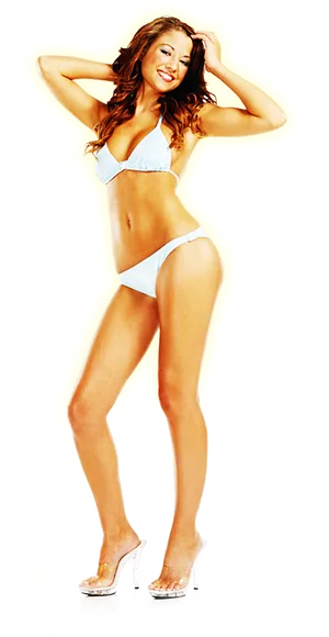 Smiling Womanin White Bikini PNG Image