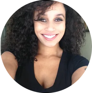 Smiling Womanwith Curly Hair PNG Image