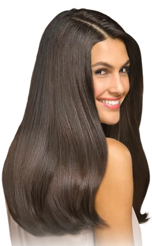 Smiling Womanwith Healthy Hair PNG Image
