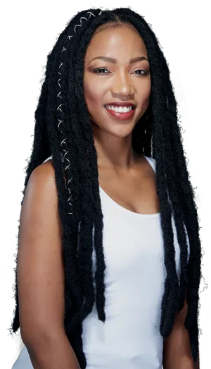 Smiling Womanwith Long Dreads PNG Image