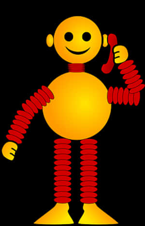 Smiling Yellow Robot Graphic PNG image with transparent background