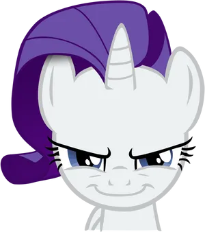 Smirking Purple Unicorn Cartoon PNG Image