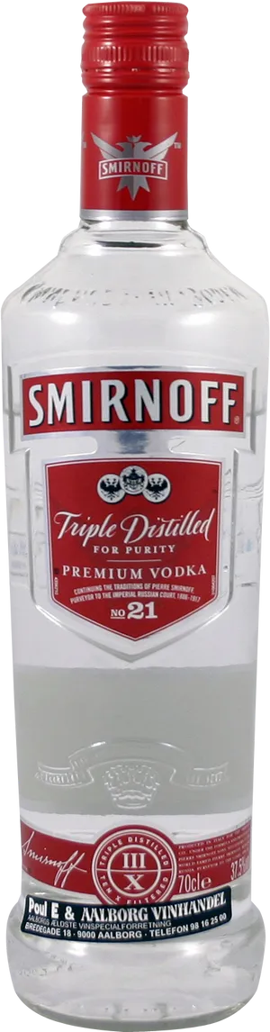 Smirnoff Triple Distilled Premium Vodka Bottle PNG Image