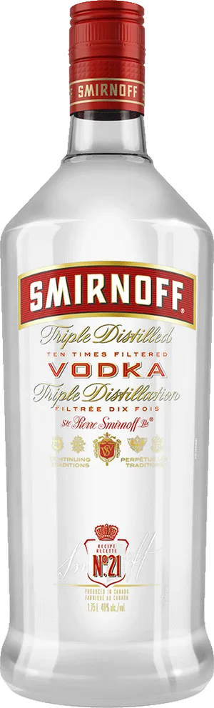 Smirnoff Triple Distilled Vodka Bottle PNG Image