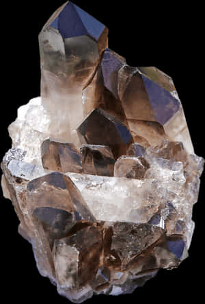 Smokey Quartz Crystal Cluster PNG image with transparent background
