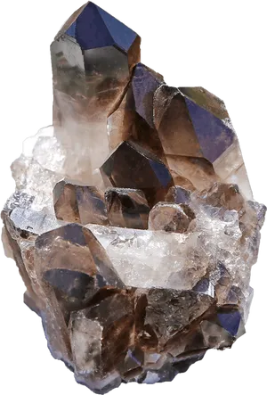 Smokey Quartz Crystal Cluster PNG Image