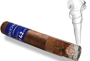 Smoking Cigar With Blue Band PNG Image