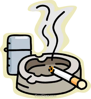 Smoking Cigarette Ashtray Illustration PNG Image