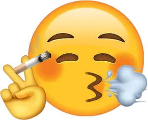 Smoking Emoji Blowing Smoke PNG Image