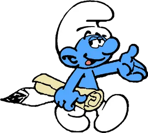 Smurf Riding Pencil PNG Image