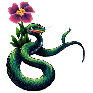 Snake Tattoo With Flowers Png 36 PNG Image